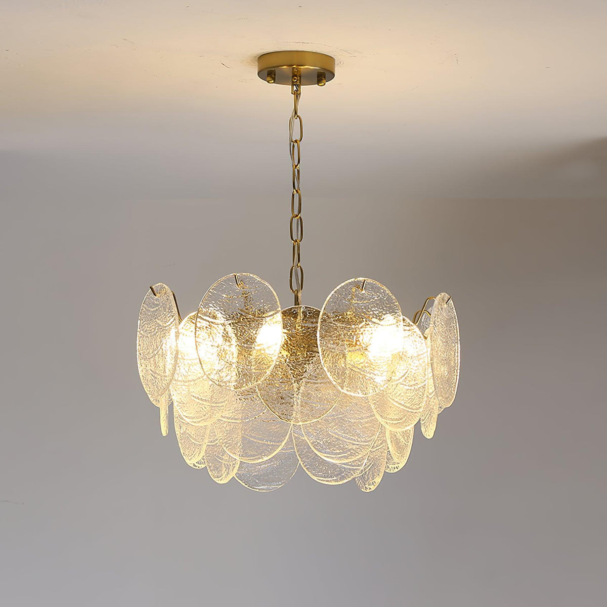Eirenian Kroonluchter glas Disc Goud