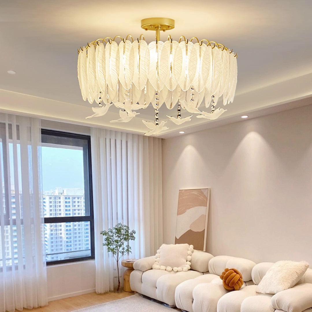 Eiriselle plafondlamp glasveer vogel elegant