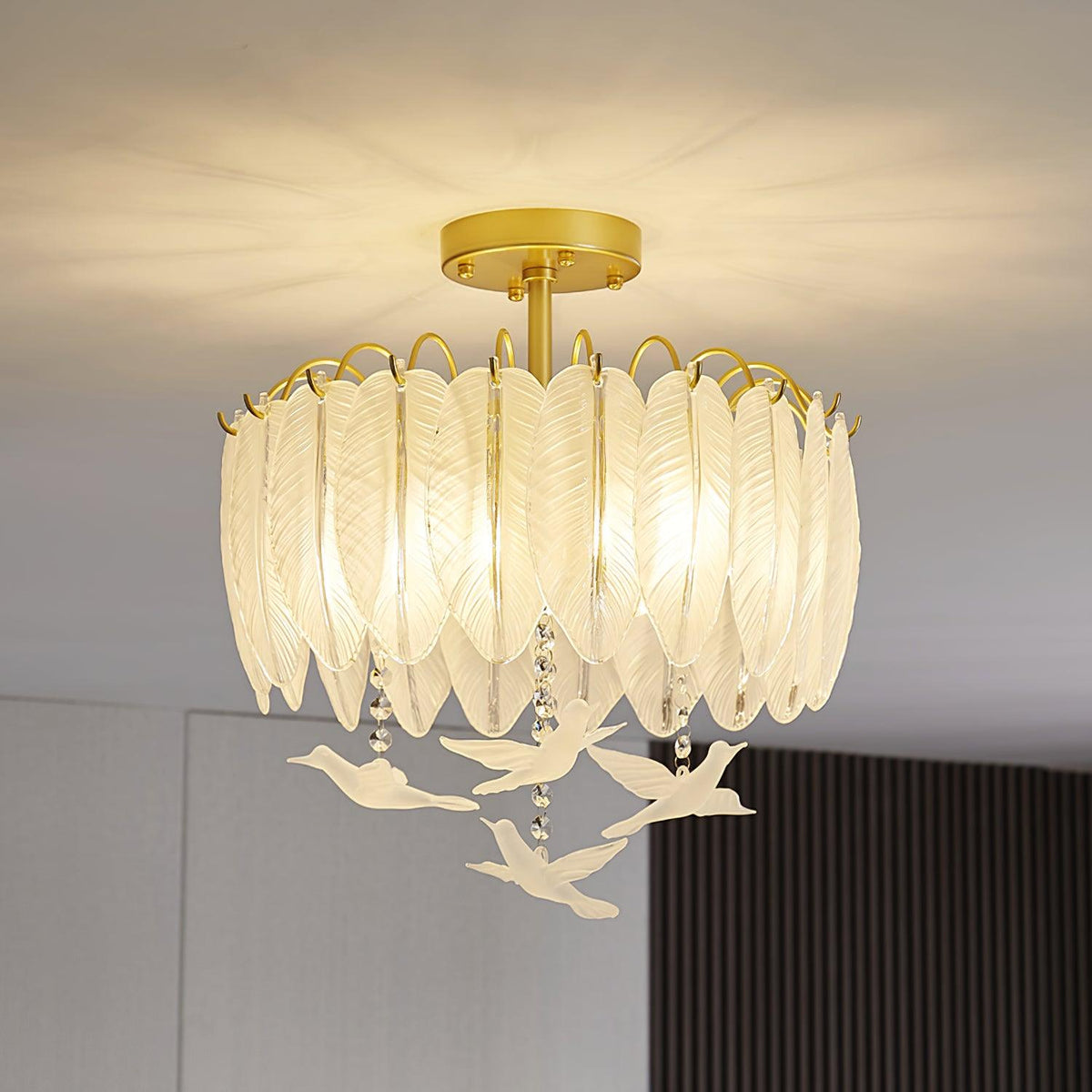 Eiriselle plafondlamp glasveer vogel elegant