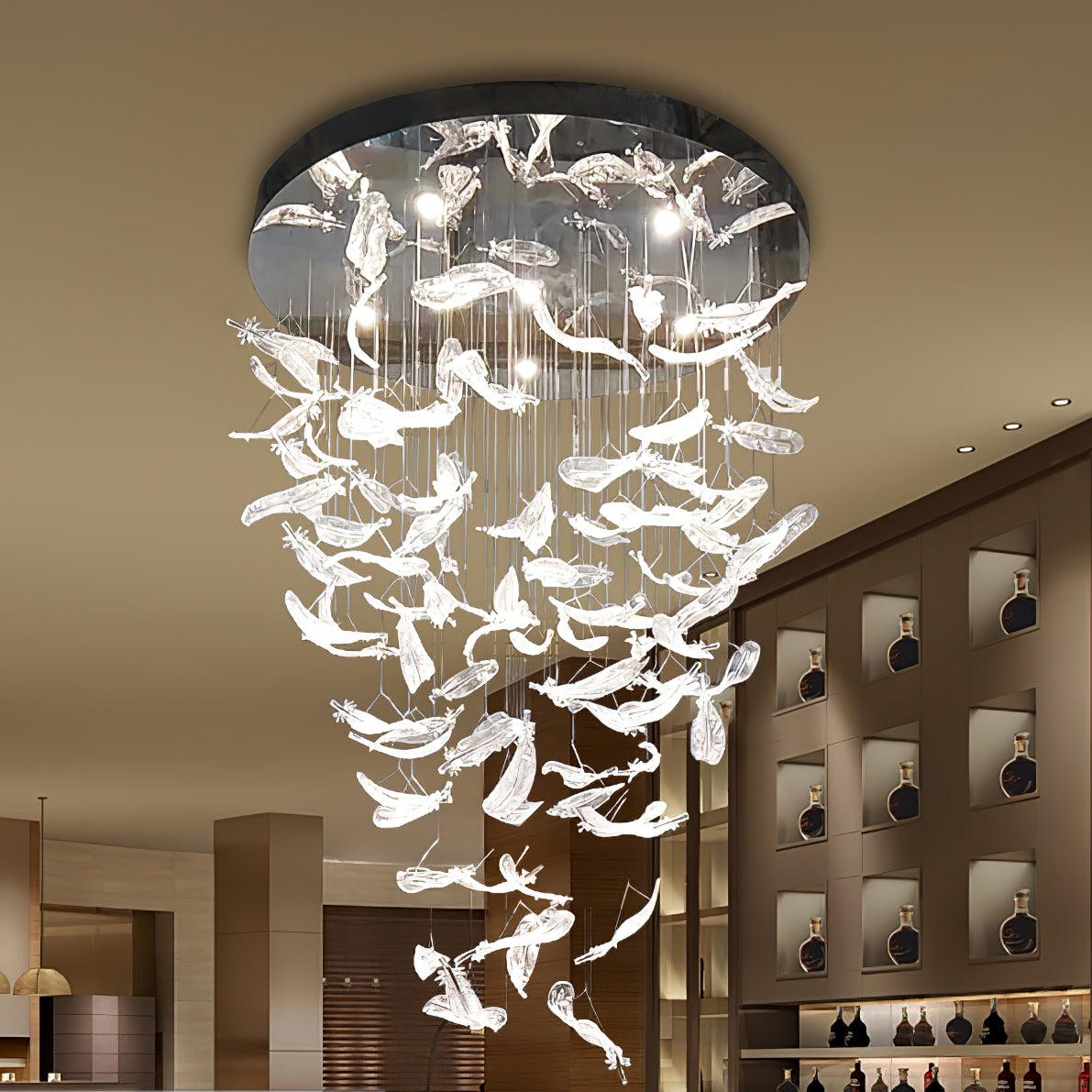 Aetherial glas Leaf Kroonluchter