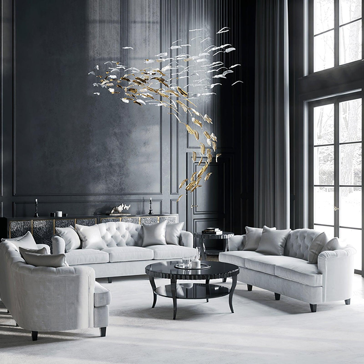 Aetherial glas Leaf Kroonluchter