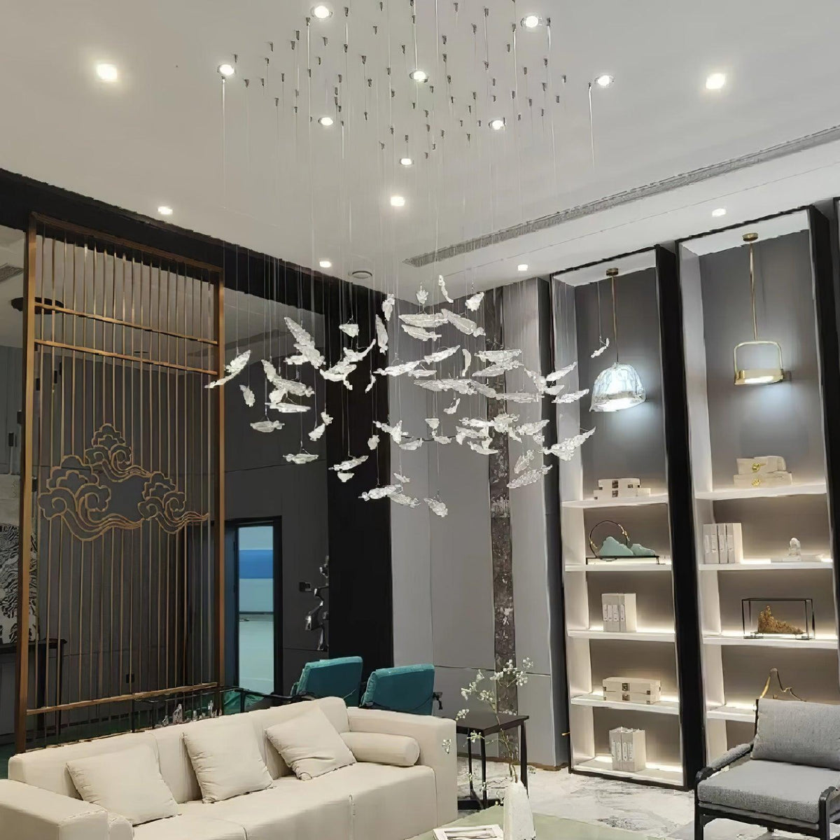 Aetherial glas Leaf Kroonluchter