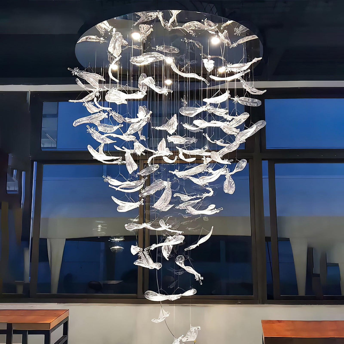 Aetherial glas Leaf Kroonluchter