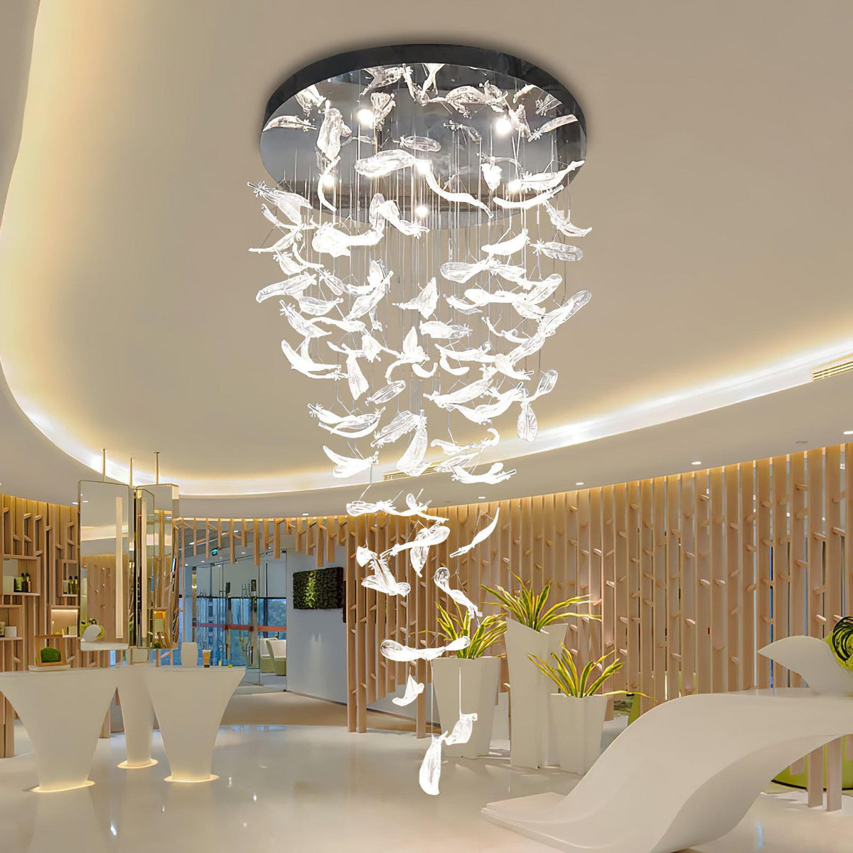 Aetherial glas Leaf Kroonluchter