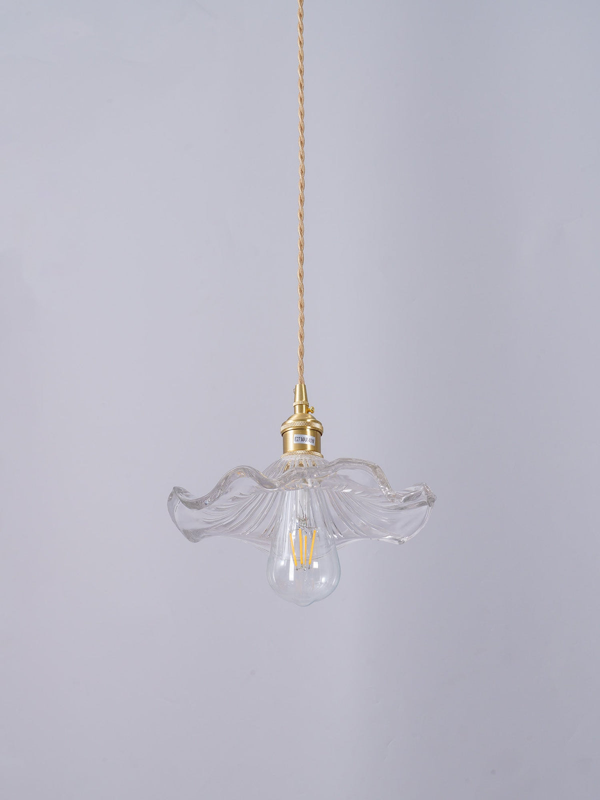 Lioralina Vintage hanglamp van messing en glas met goudkleurige afwerking en heldere kap