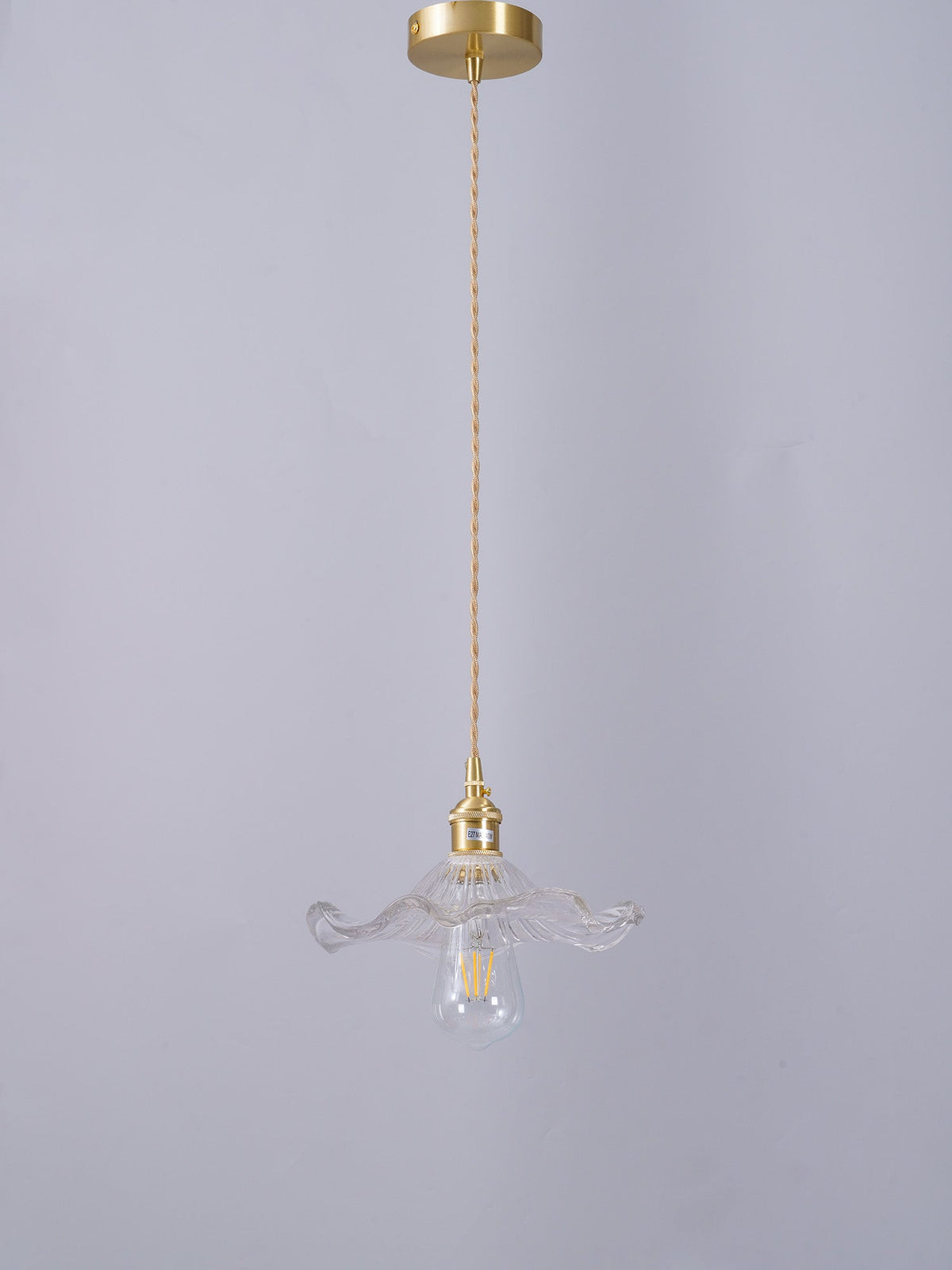 Lioralina Vintage hanglamp van messing en glas met goudkleurige afwerking en heldere kap