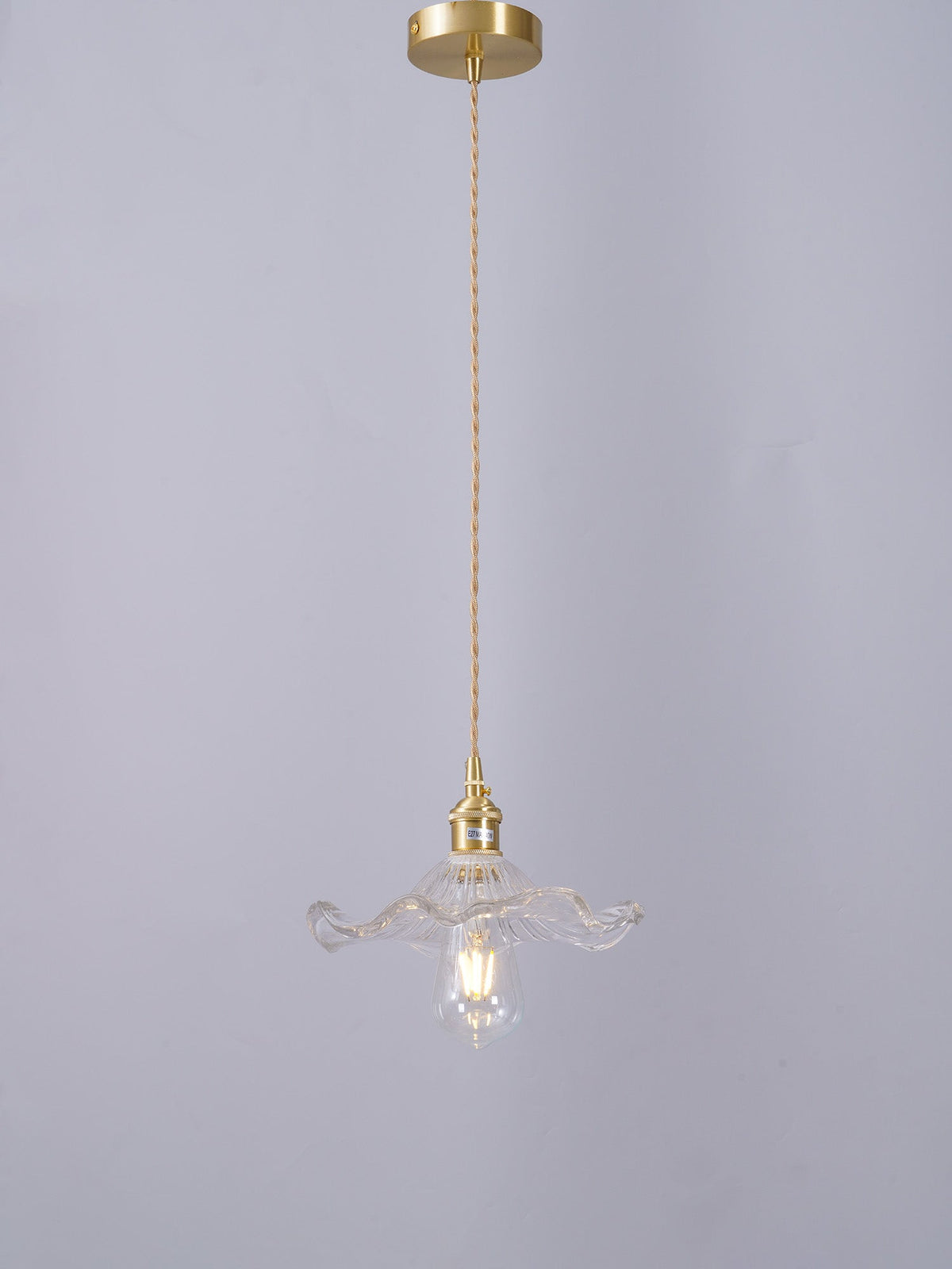 Lioralina Vintage hanglamp van messing en glas met goudkleurige afwerking en heldere kap