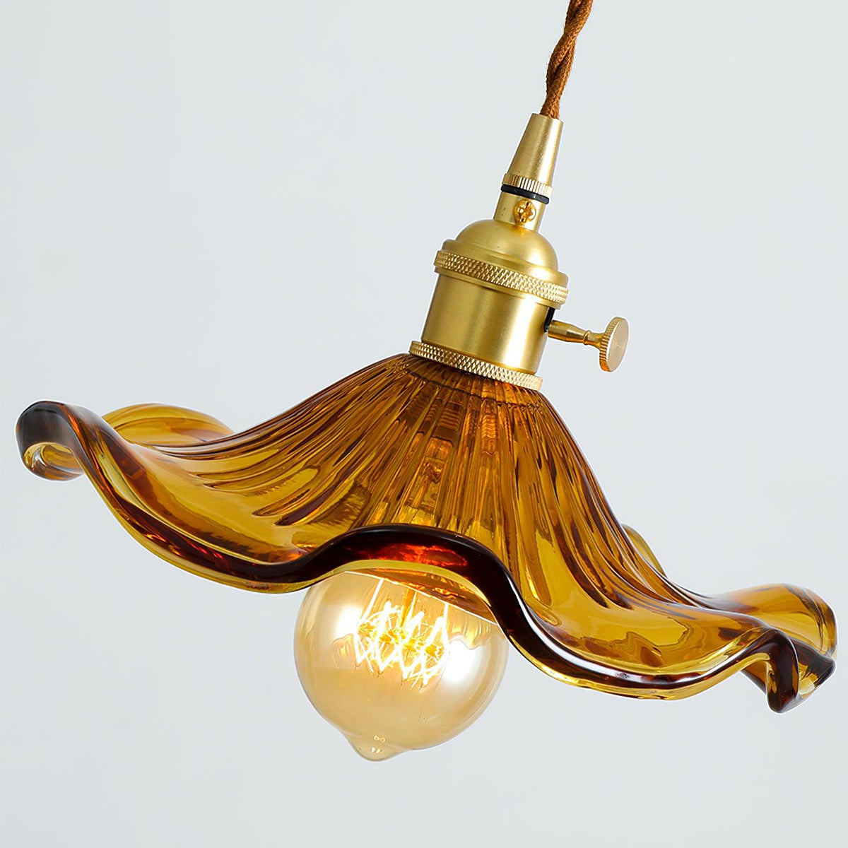 Lioralina Vintage hanglamp van messing en glas met goudkleurige afwerking en heldere kap