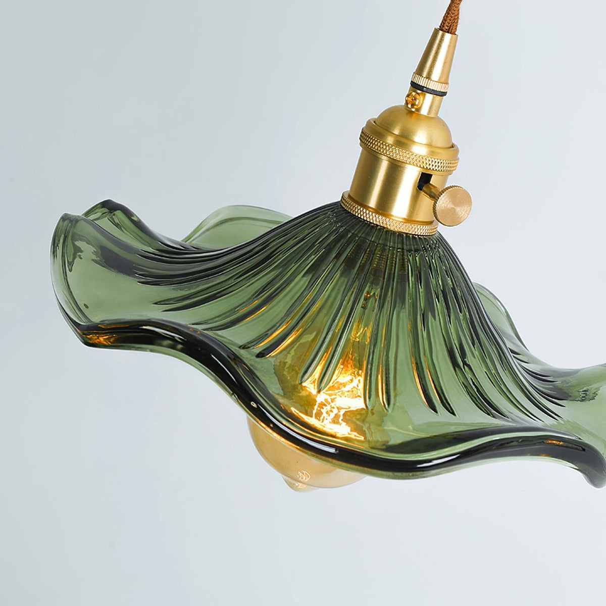Lioralina Vintage hanglamp van messing en glas met goudkleurige afwerking en heldere kap