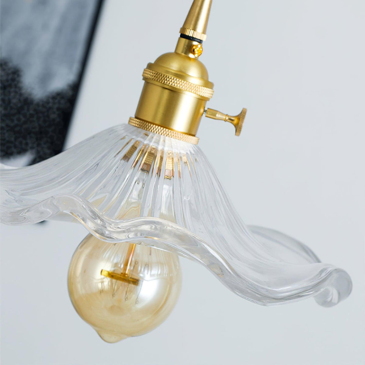 Lioralina Vintage hanglamp van messing en glas met goudkleurige afwerking en heldere kap