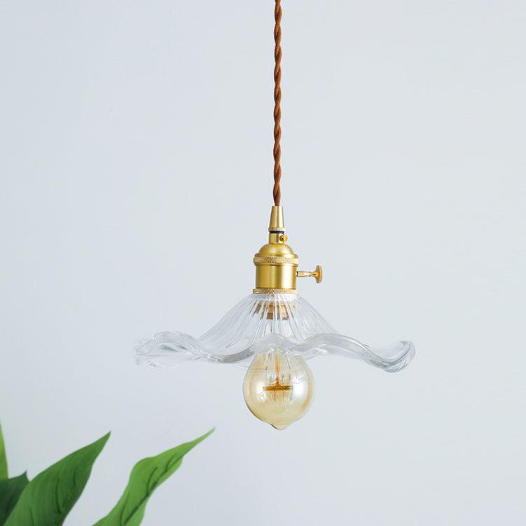 Lioralina Vintage hanglamp van messing en glas met goudkleurige afwerking en heldere kap
