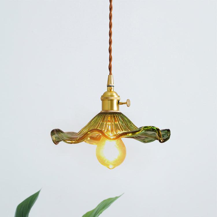 Lioralina Vintage hanglamp van messing en glas met goudkleurige afwerking en heldere kap