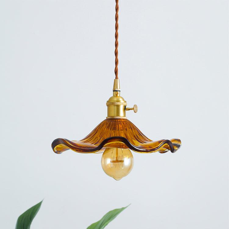 Lioralina Vintage hanglamp van messing en glas met goudkleurige afwerking en heldere kap