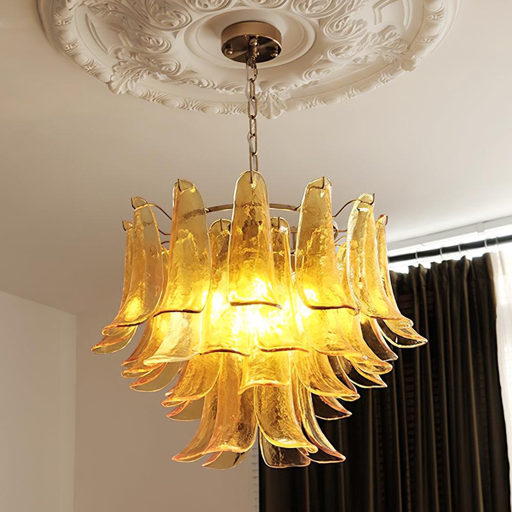 Elvess Kroonluchter Murano-glasblad Goudkleurig