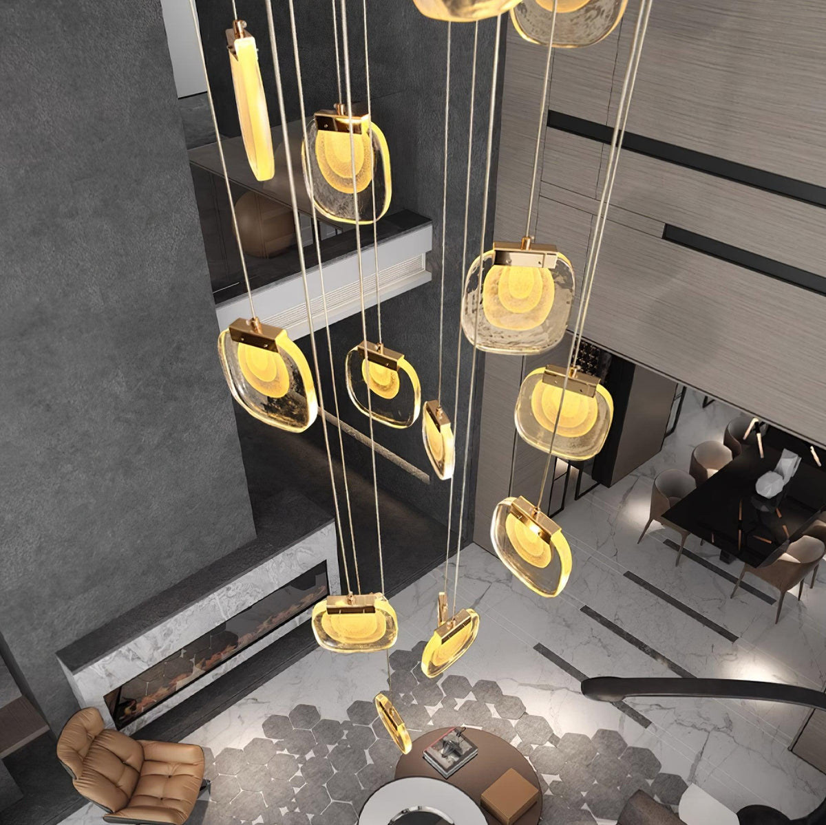 Avesia Minimalistische hanglamp van glas met Trede