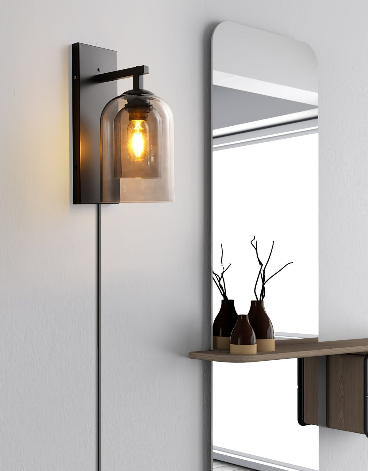 Celerira Noordse kunst Tubular wandlamp met stekker van glas