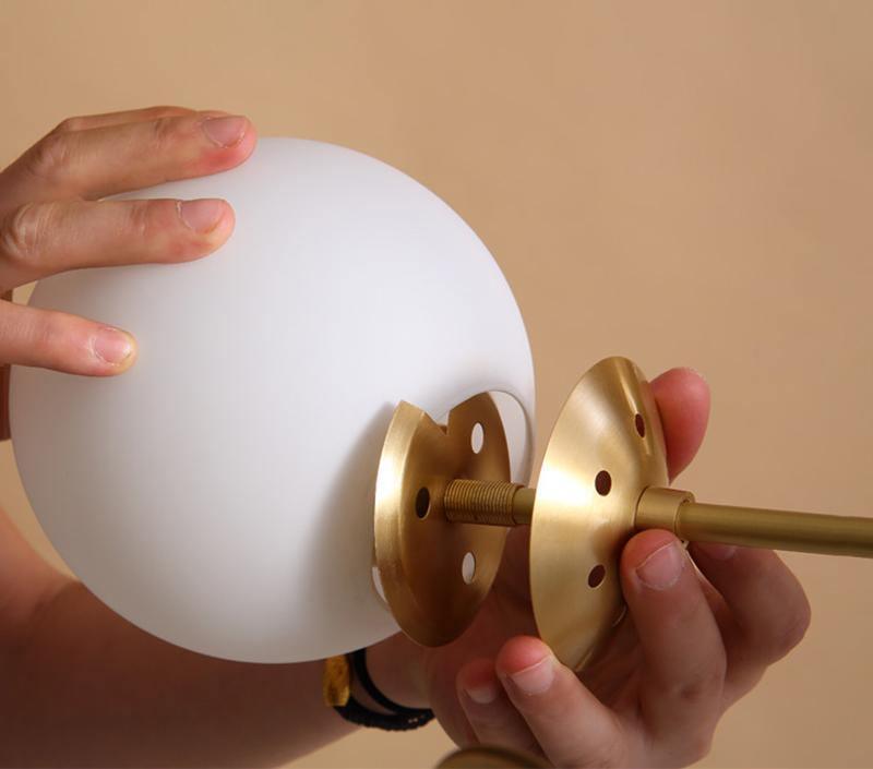 Eshlen kroonluchter van glas messing opalglas