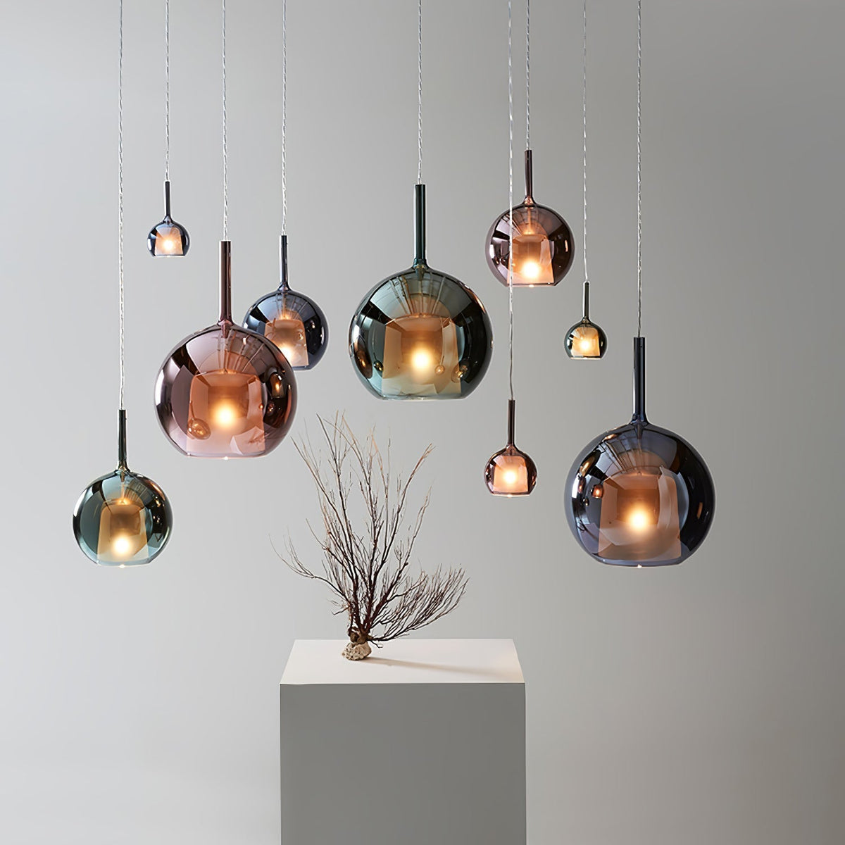 Lioranira hanglamp rookglas rond