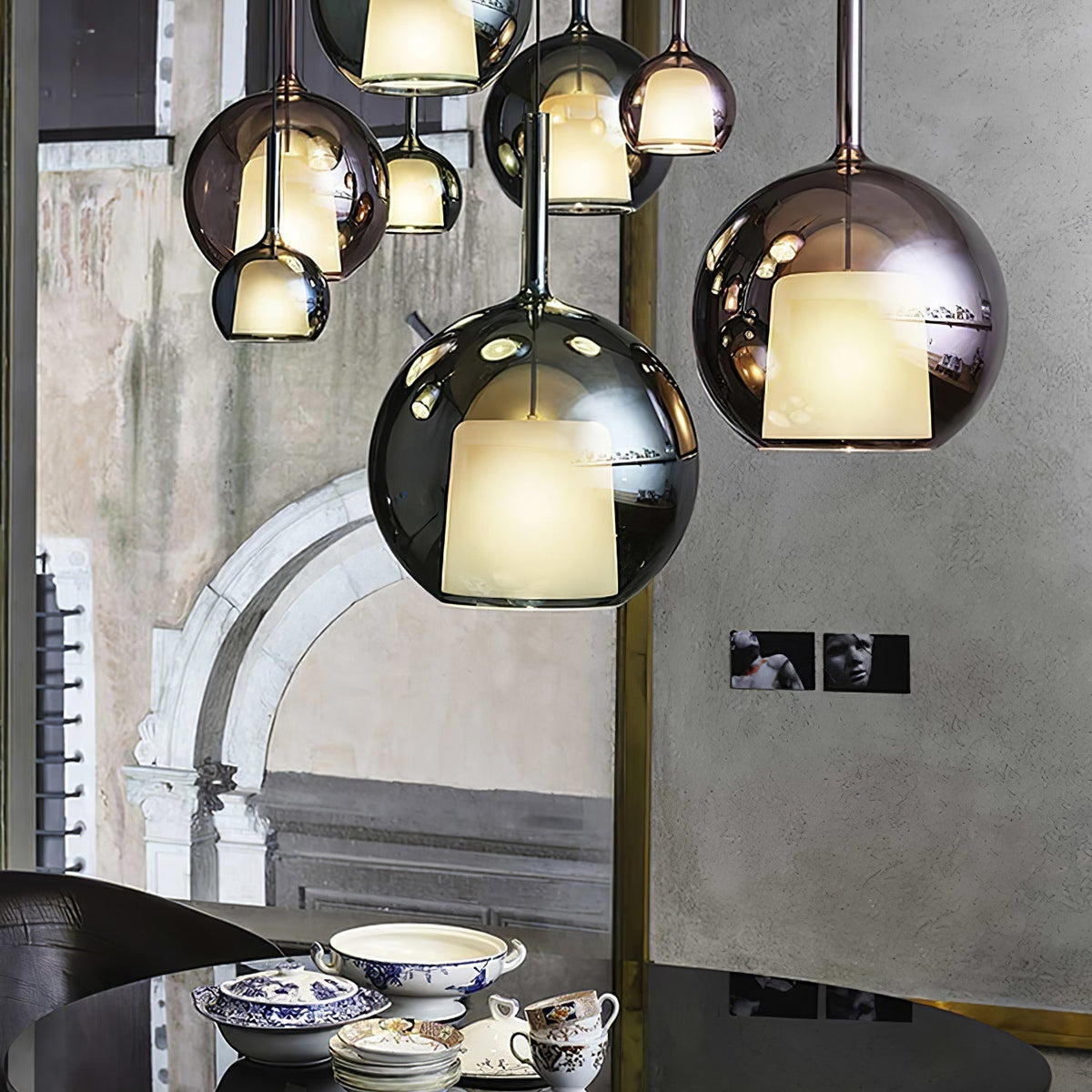 Lioranira hanglamp rookglas rond