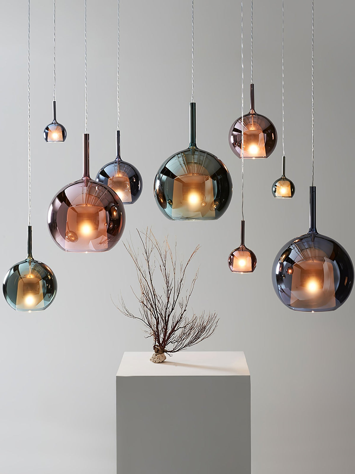 Lioranira hanglamp rookglas rond
