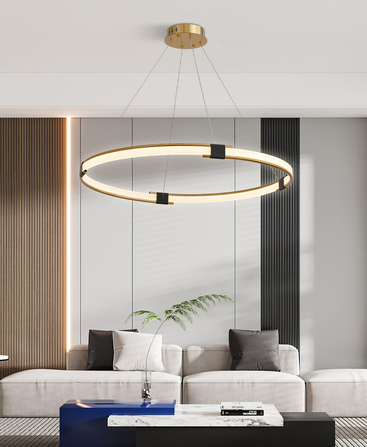 Lavi Kroonluchter met Gouden Ring LED Halo Modern