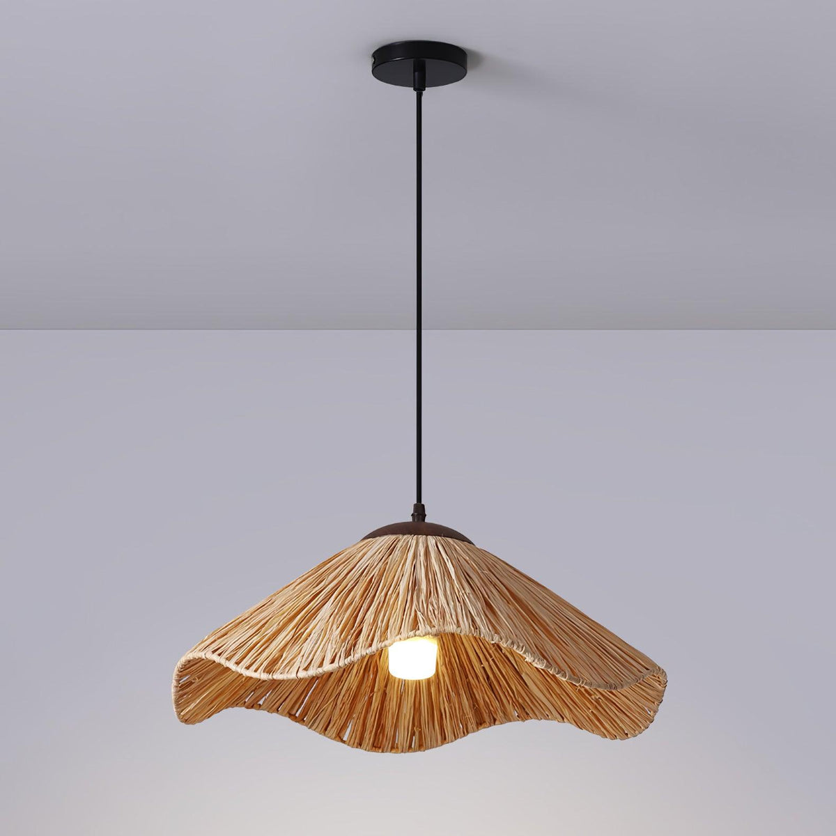 Falinor hanglamp met natuurlijk riet in bohemian stijl