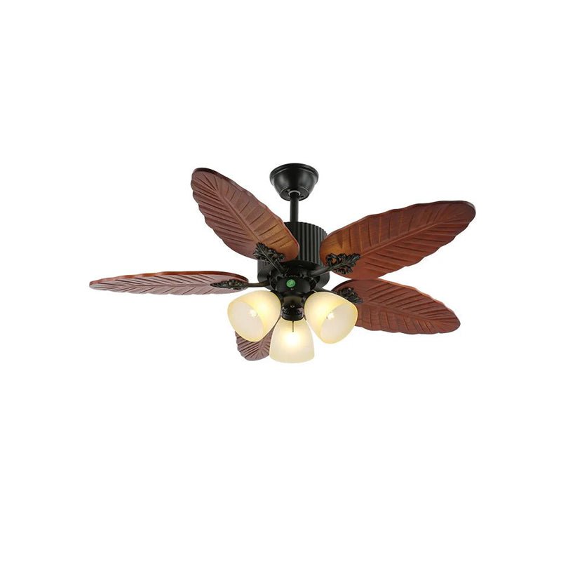 Syleelle Tropisch Hout glas Plafondventilator met Verlichting