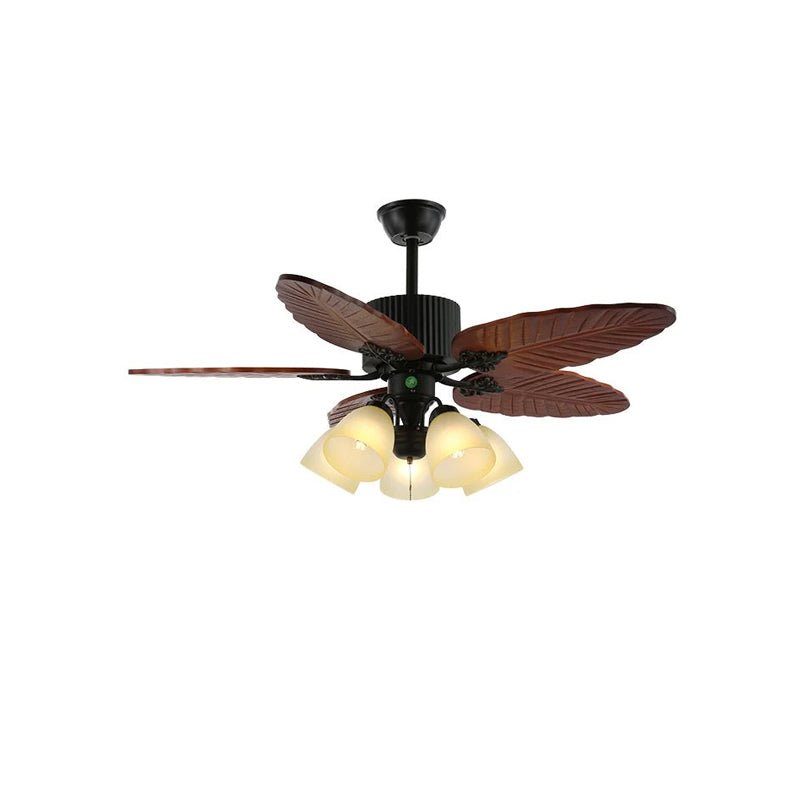 Syleelle Tropisch Hout glas Plafondventilator met Verlichting