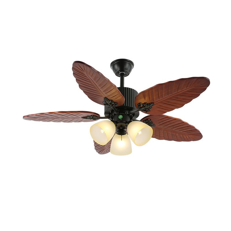 Syleelle Tropisch Hout glas Plafondventilator met Verlichting