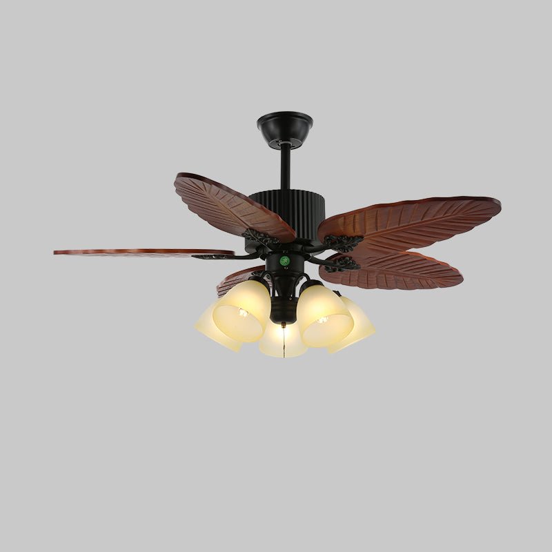 Syleelle Tropisch Hout glas Plafondventilator met Verlichting