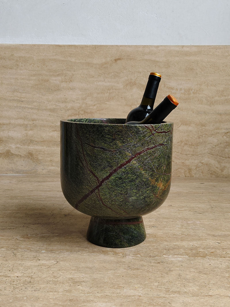 Flima elegante sculpturale decoratieve interieurbak van groen marmer