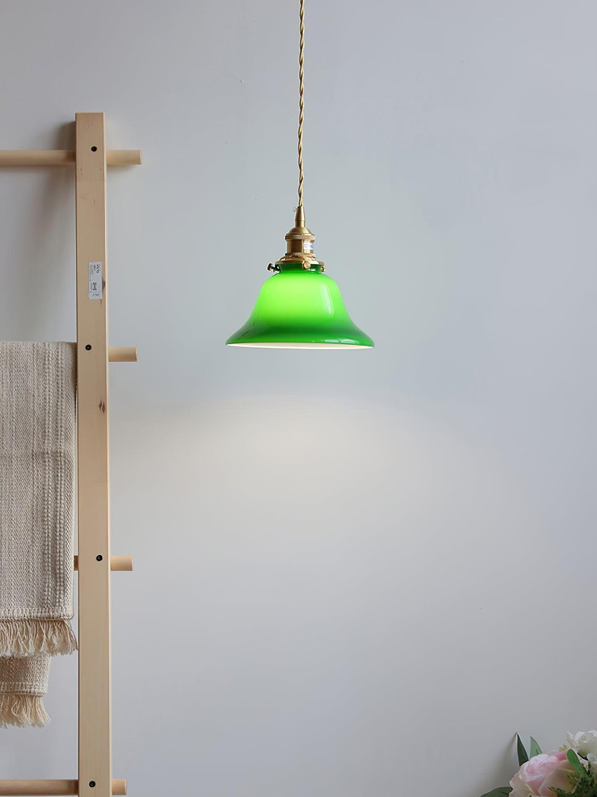 Jovanth Retro hanglamp in messing met groene afwerking