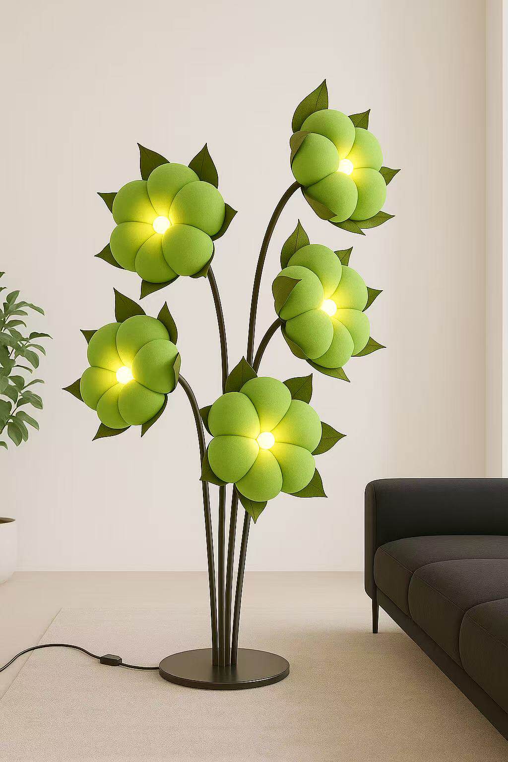 Sylvianne Groene Bloemblaad vloerlamp