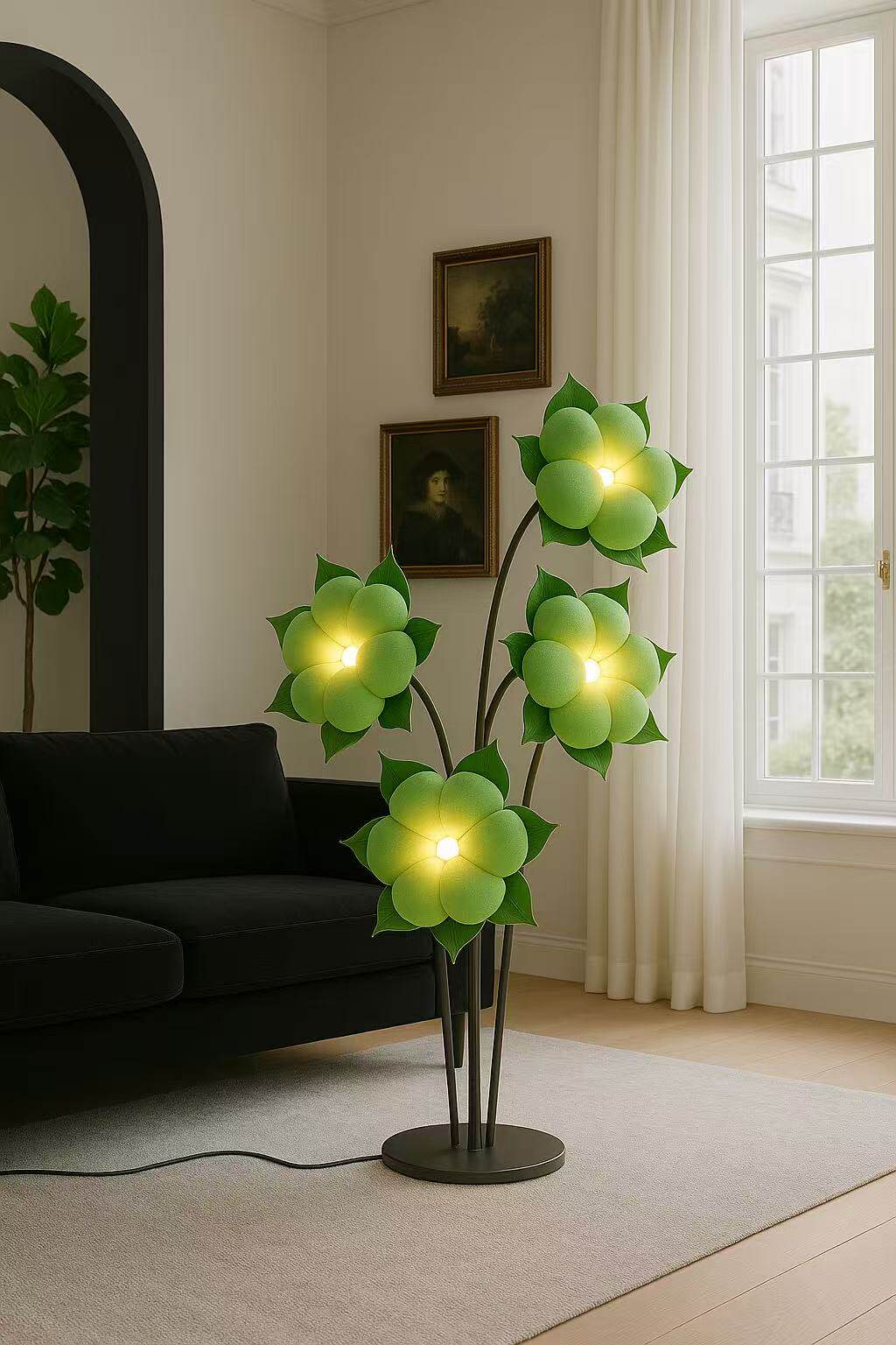 Sylvianne Groene Bloemblaad vloerlamp