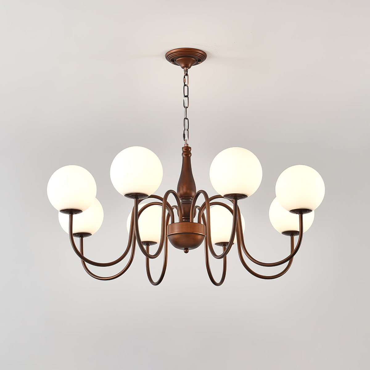 Grelor Kroonluchter koper & glas Grove Ball