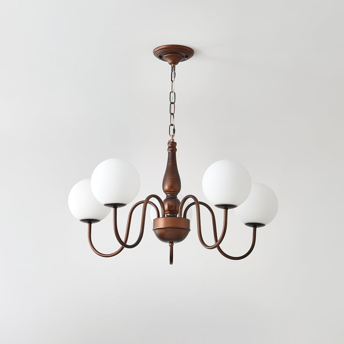 Grelor Kroonluchter koper & glas Grove Ball