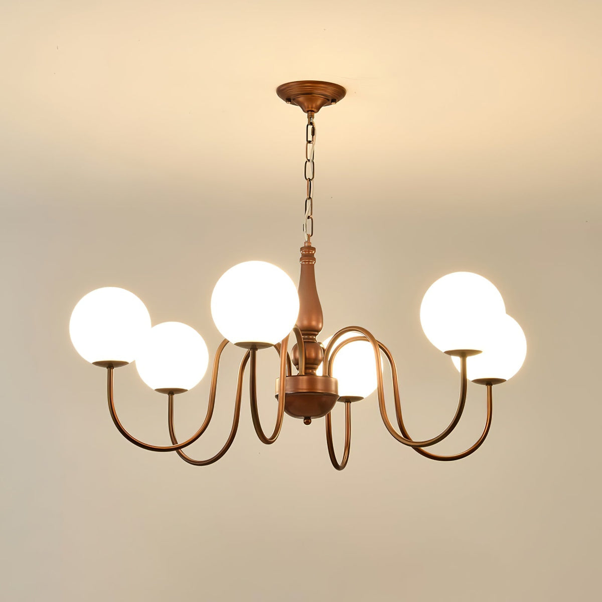 Grelor Kroonluchter koper & glas Grove Ball