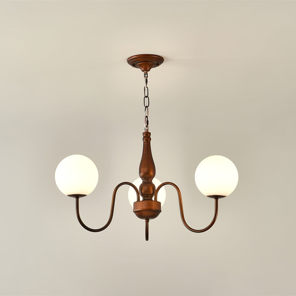 Grelor Kroonluchter koper & glas Grove Ball