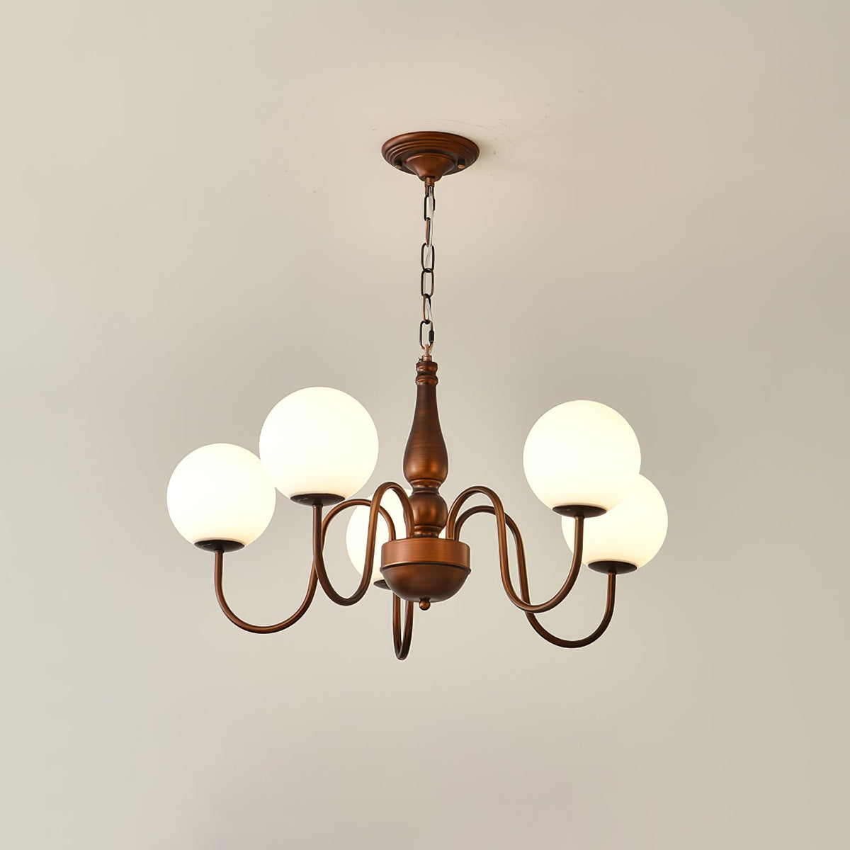 Grelor Kroonluchter koper & glas Grove Ball