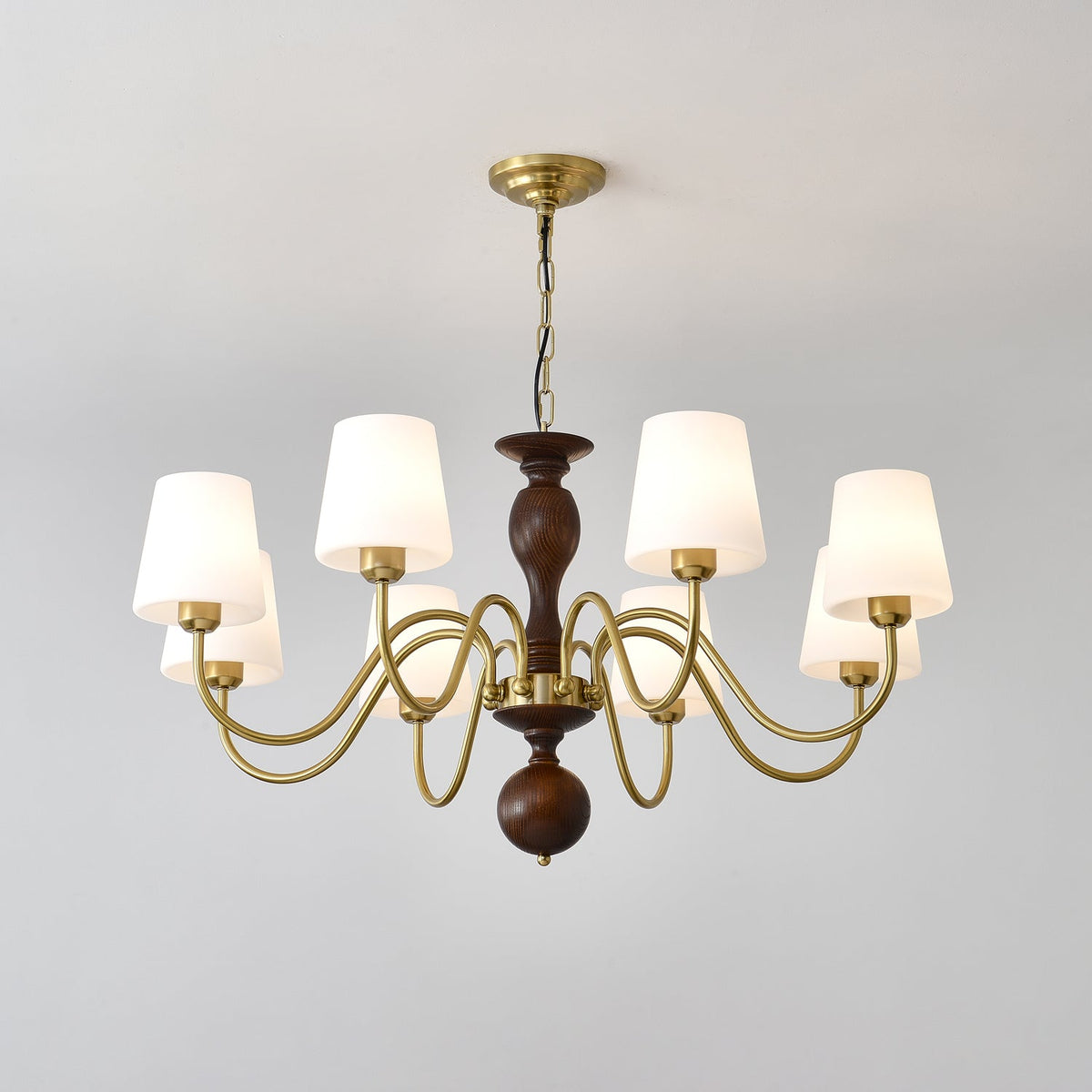 Vivena Kroonluchter messing Hout Rustiek Vintage