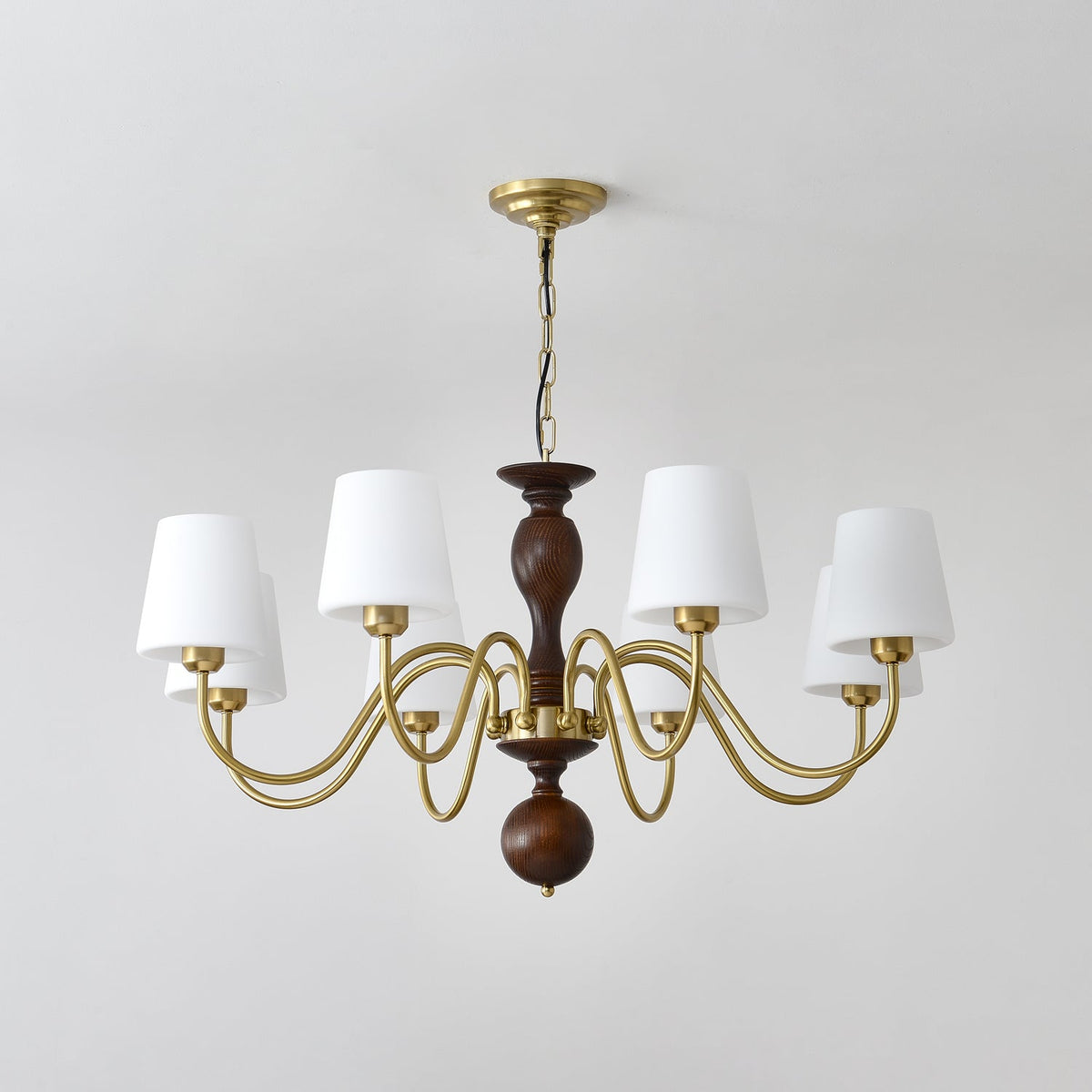 Vivena Kroonluchter messing Hout Rustiek Vintage