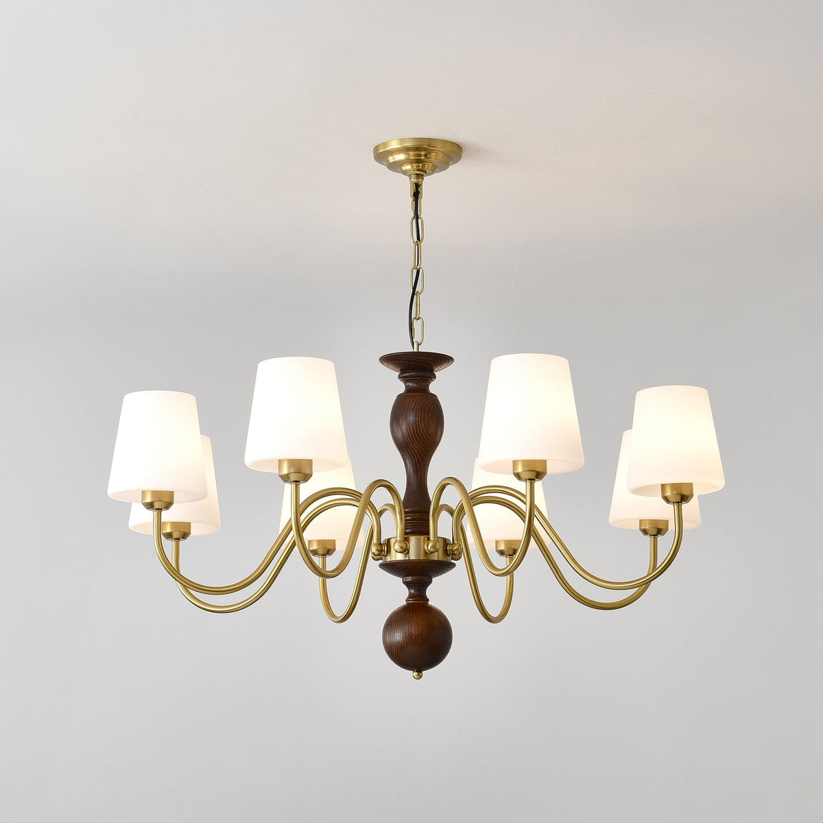 Vivena Kroonluchter messing Hout Rustiek Vintage