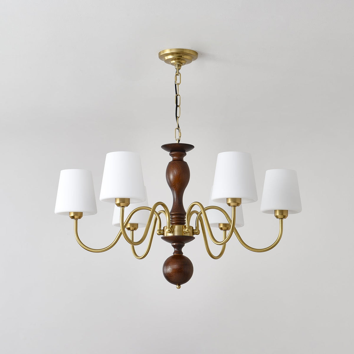 Vivena Kroonluchter messing Hout Rustiek Vintage