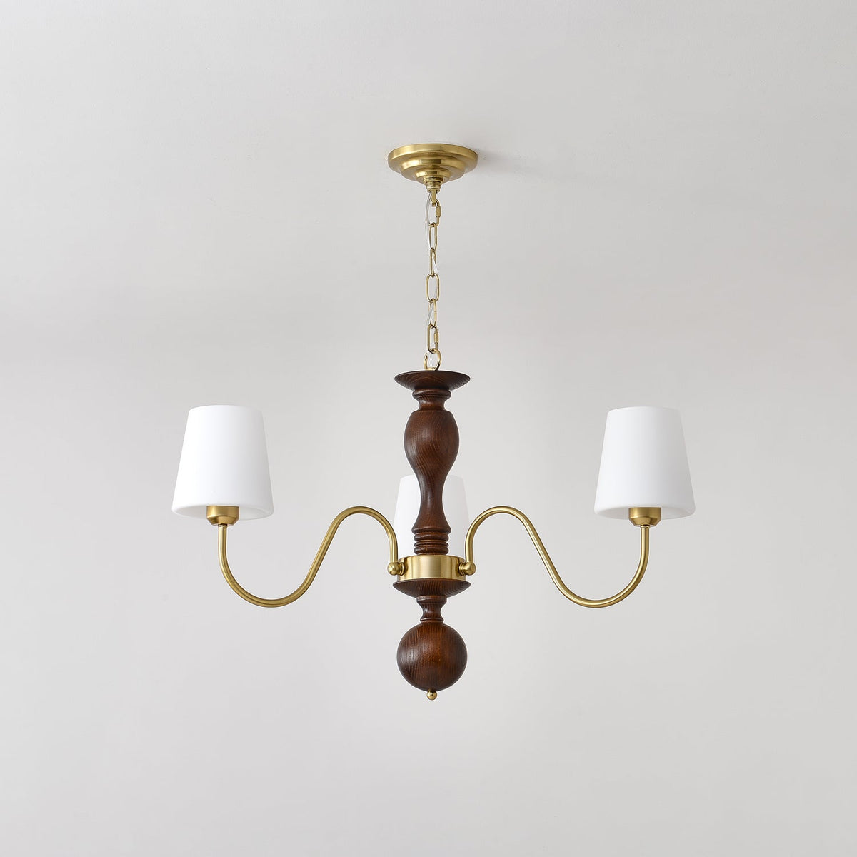 Vivena Kroonluchter messing Hout Rustiek Vintage