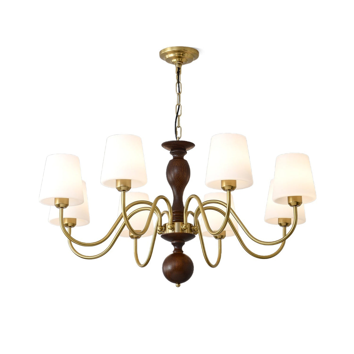 Vivena Kroonluchter messing Hout Rustiek Vintage