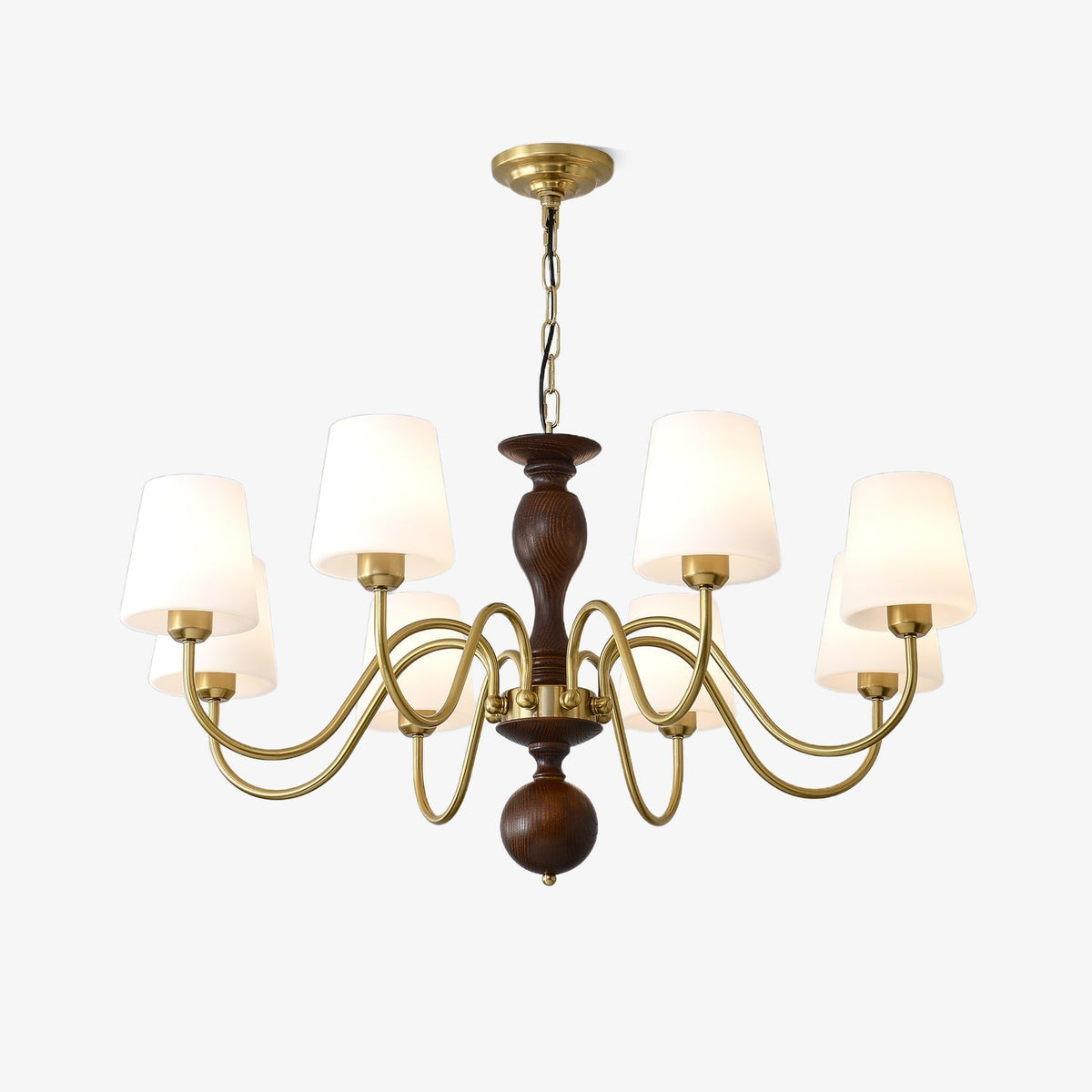 Vivena Kroonluchter messing Hout Rustiek Vintage