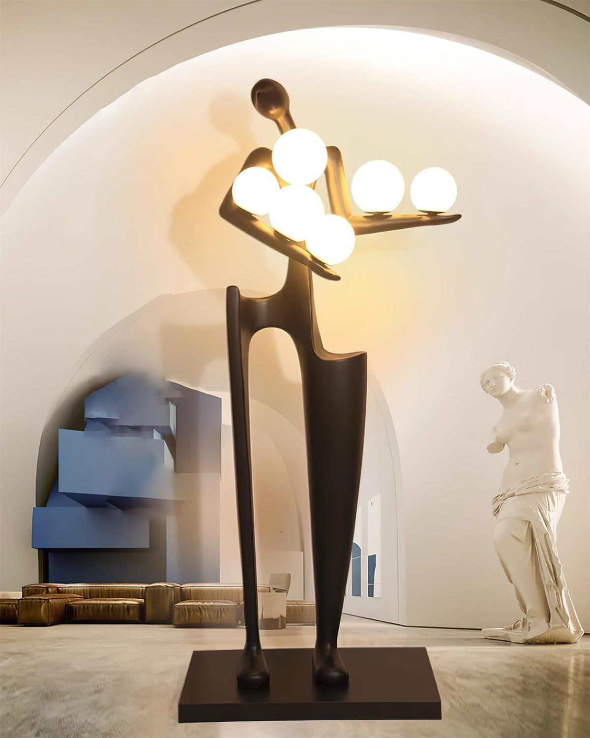 Viraeette kunststof vloerlamp in artistiek ontwerp