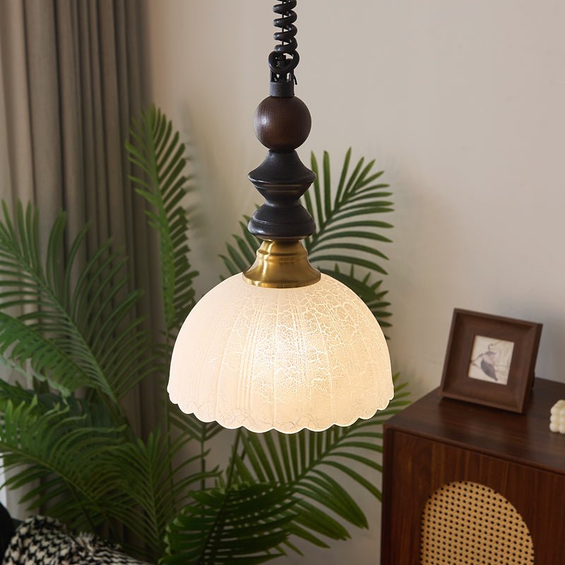 Halcyon Moderne hanglamp van hout met minimalistische boog