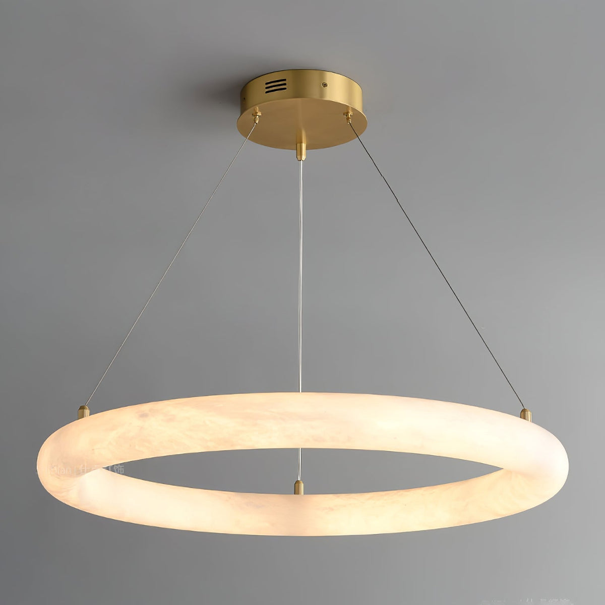 Erzorila ronde albasten hanglamp met goudkleurige accenten