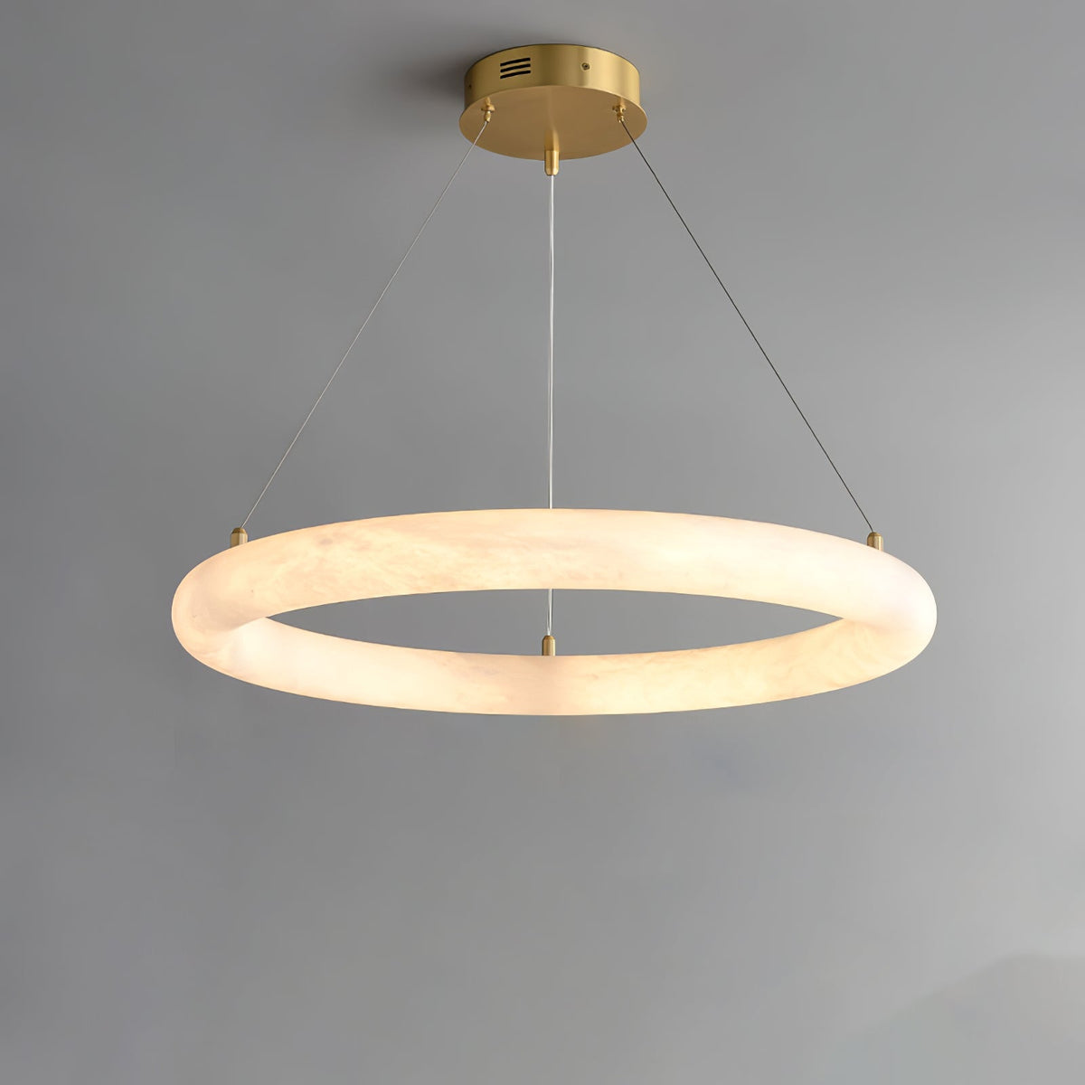 Erzorila ronde albasten hanglamp met goudkleurige accenten